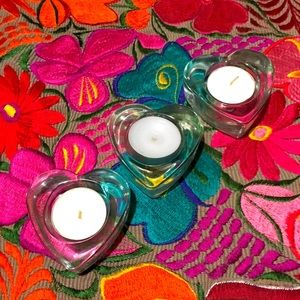 ♥️NEW♥️ Set of 3 Glass Tea-light candle holders with candles